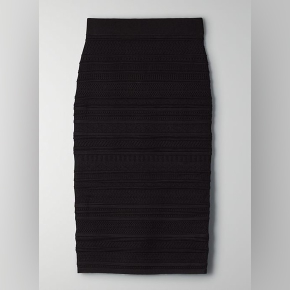 Aritzia! 🩷 Bodycon Babaton Knit Eyelet Lace Sheer Tube Skirt | black lace - Picture 1 of 9